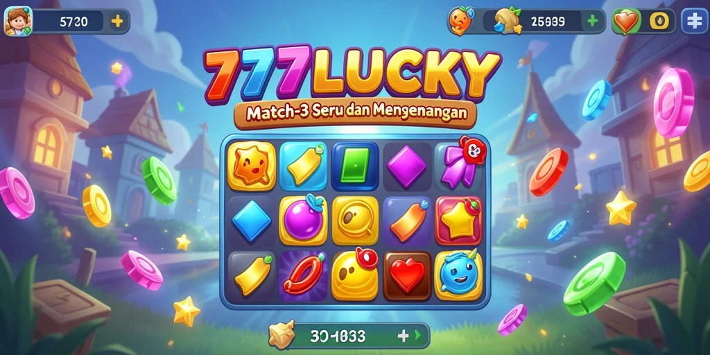 Tampilan gameplay Match-3 yang seru dalam 777LUCKY.