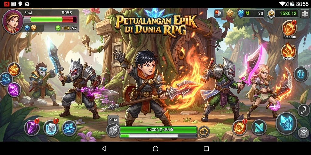 Screenshot utama 8055 menampilkan petualangan epik di dunia RPG yang menakjubkan.