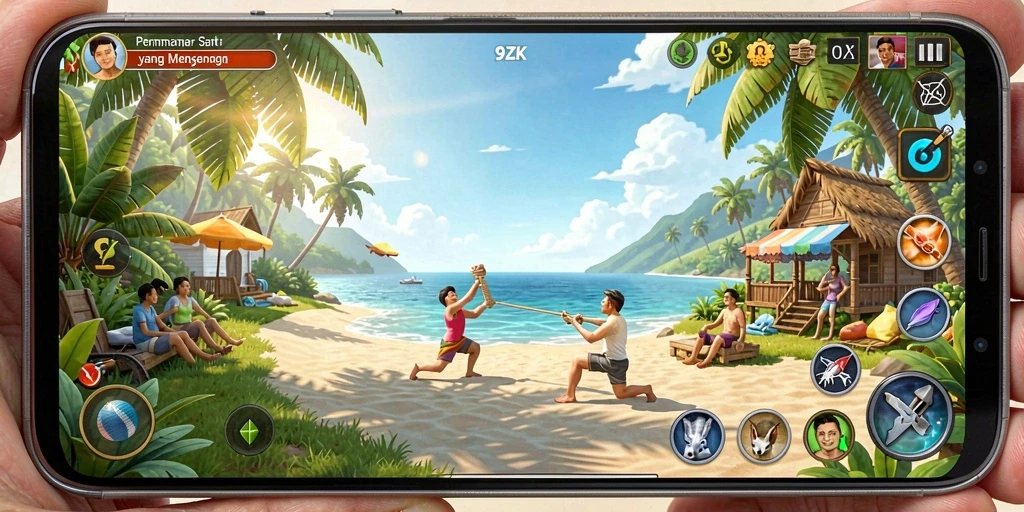Tampilan gameplay 9ZK yang ceria dan interaktif.
