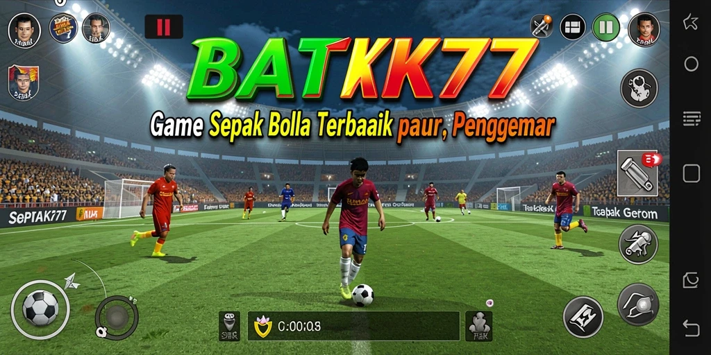 Tangkapan layar gameplay BATIK77 menampilkan aksi sepak bola yang mendebarkan.