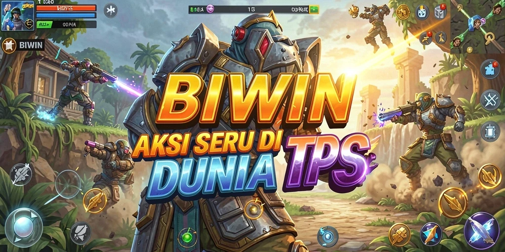 Tangkapan layar utama gameplay <strong>BIWIN</strong> memperlihatkan pertarungan intens di dunia TPS.