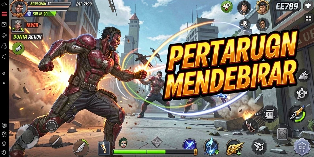 Tampilan screenshot EE789 menampilkan aksi tempur yang intens dan mendebarkan.