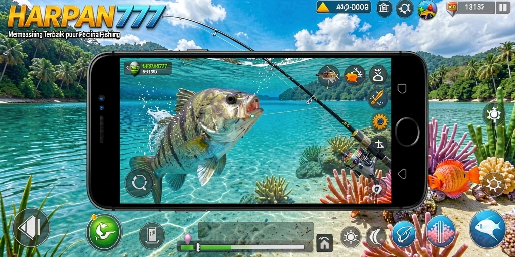 Tangkapan layar dari gameplay memancing yang mendebarkan di HARAPAN777.