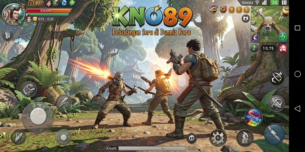 Screenshot gameplay KNO89 menunjukkan karakter menjelajahi dunia petualangan yang penuh tantangan.