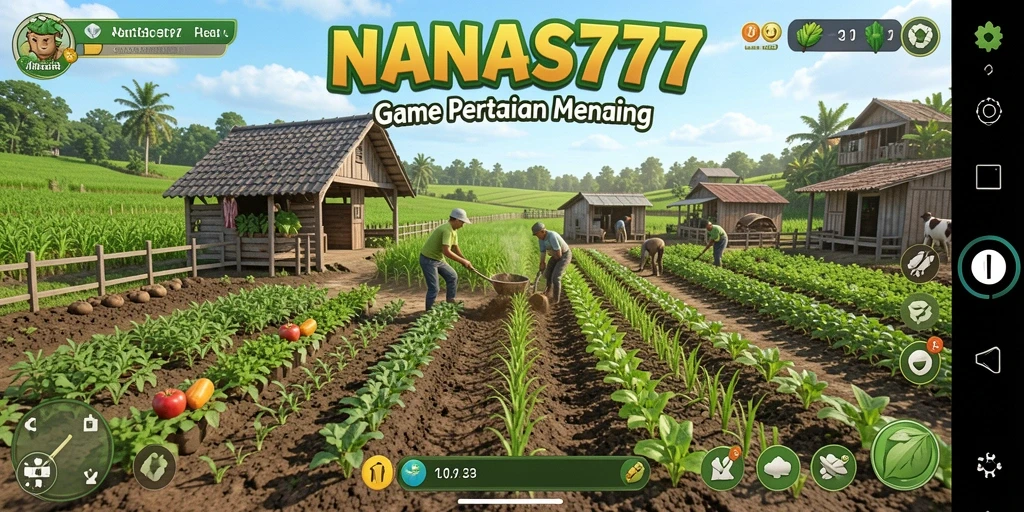 Tampilan gameplay menarik dari NANAS777 dengan beragam tanaman dan kegiatan pertanian.