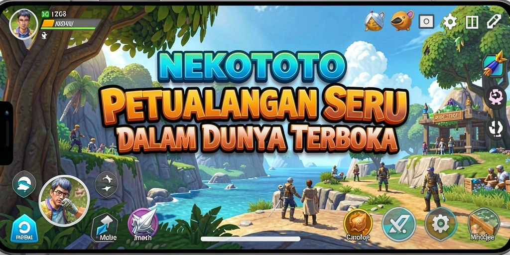 Tampilan gameplay NEKOTOTO yang menakjubkan di dunia terbuka.