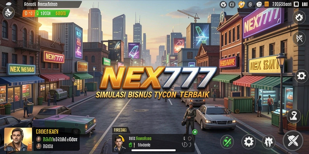 Gameplay NEX777 dengan tantangan menyusun strategi bisnis.