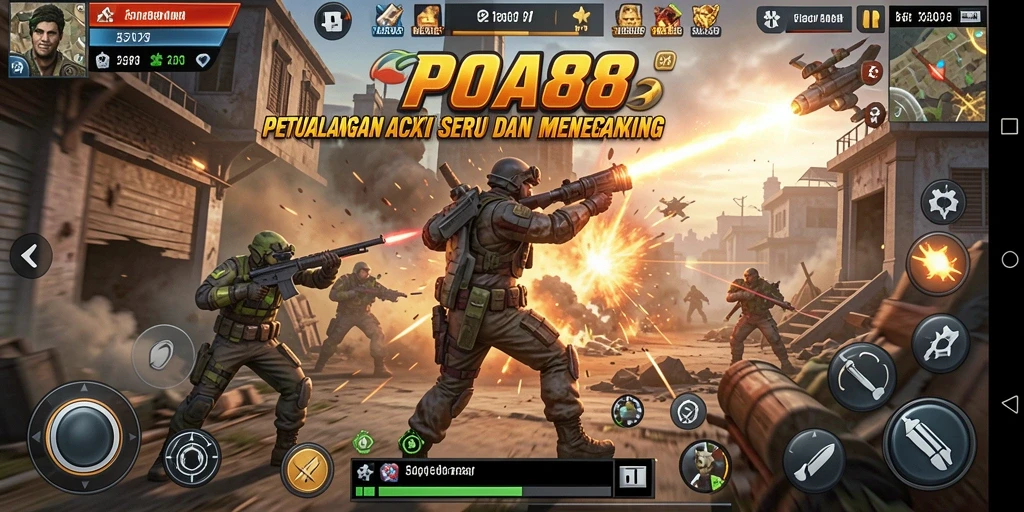 Screenshot utama POA88 menampilkan aksi mendebarkan karakter dalam pertempuran.