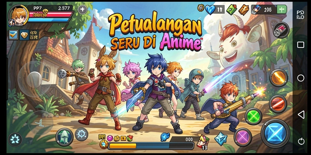 Screenshot gameplay PP7 menunjukkan aksi seru di dunia Anime.