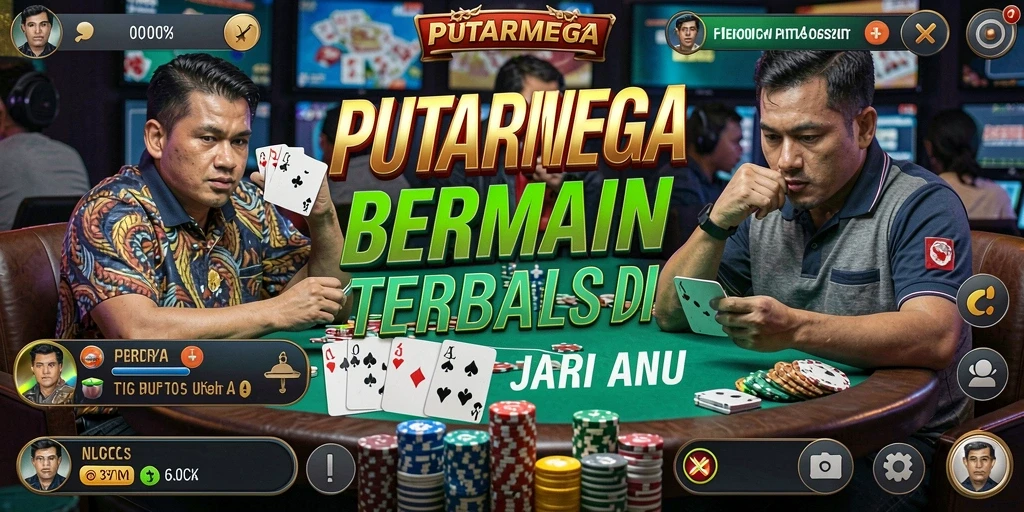 Screenshot utama PUTARMEGA menampilkan aksi seru permainan Poker.