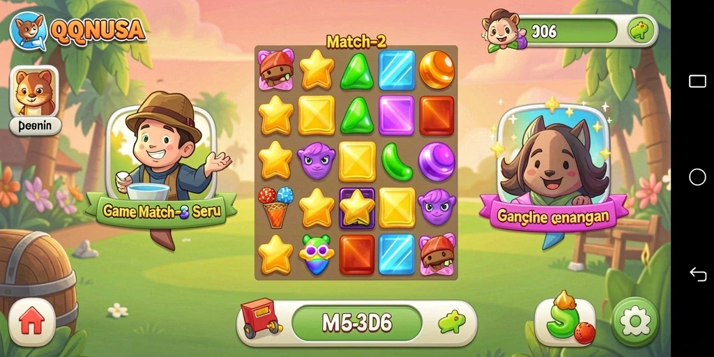 Tampilan gameplay QQNUSA yang menarik dan penuh warna.