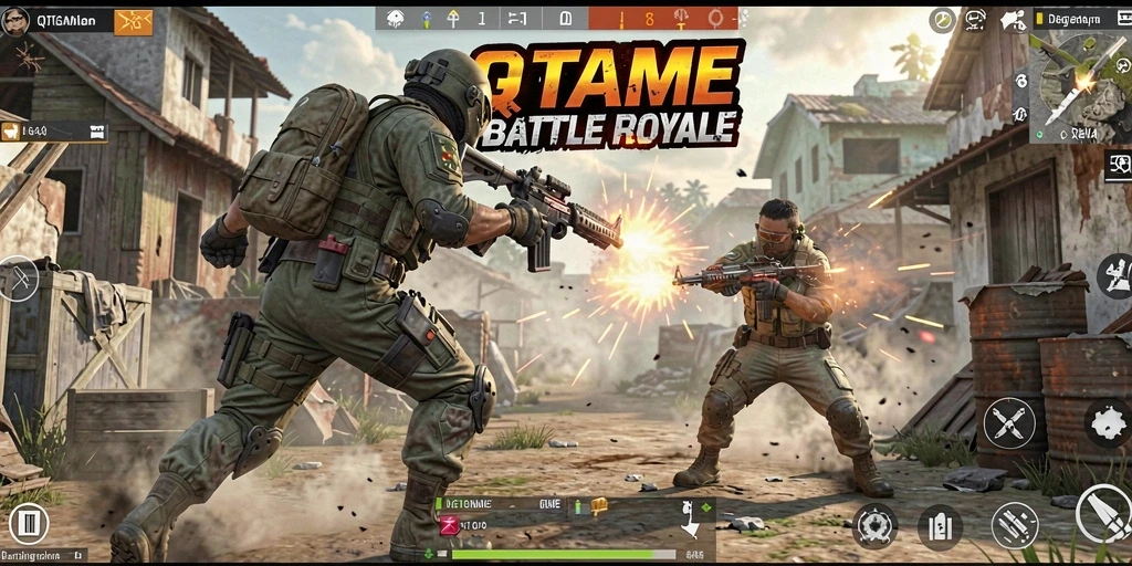 Tangkap momen mendebarkan dari gameplay Battle Royale QTGAME.