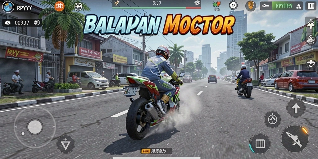 Tampilan gameplay mendebarkan dalam balapan motor RPYYY.