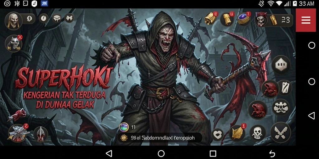 Tangkapan layar utama SUPERHOKI yang menunjukkan momen mencekam dalam gameplay.