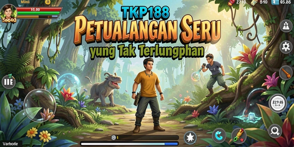 Screenshot gameplay TKP188 menampilkan karakter utama bertempur di hutan misterius.