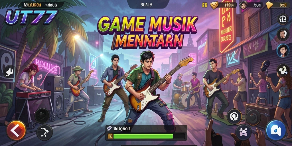 Tampilan gameplay <strong>UT77</strong> saat pemain mengikuti irama musik yang cepat.