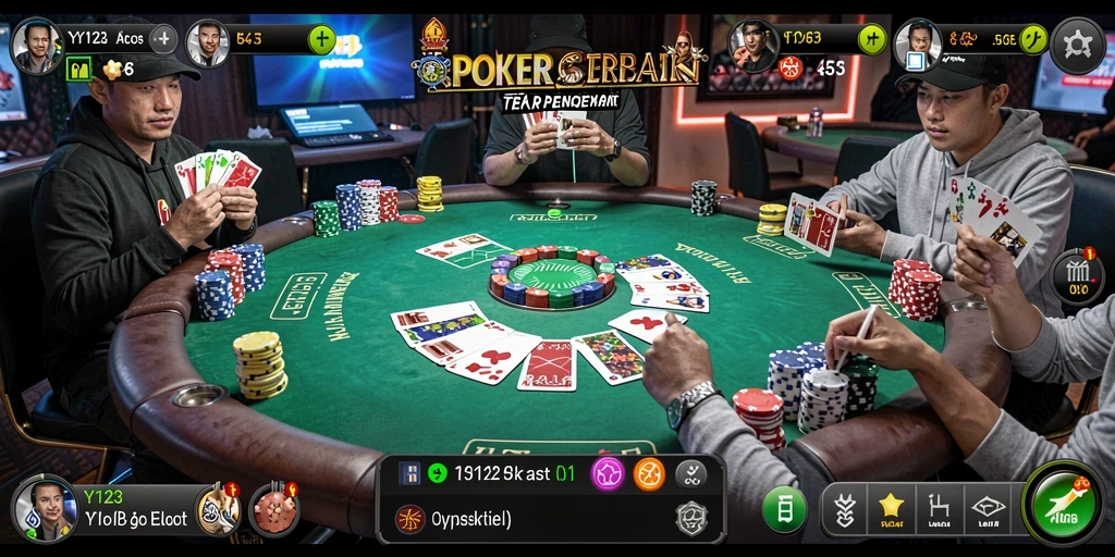 Tampilan gameplay Poker yang seru dan interaktif di YY123.
